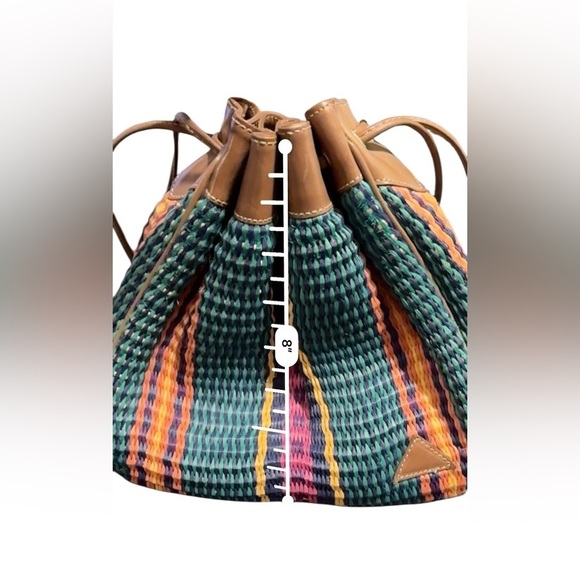 Vintage Liz Claiborne Leather Woven Bucket Bag Satchel  Shoulder Y2k Cinch - Picture 11 of 13